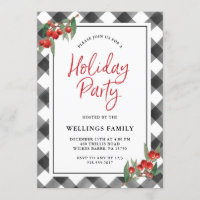 Buffalo Check Plaid Black & White Holiday Party