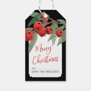 Buffalo Check Plaid Black & White Rustic Christmas Gift Tags