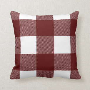 Buffalo Check Plaid, Burgundy Cushion