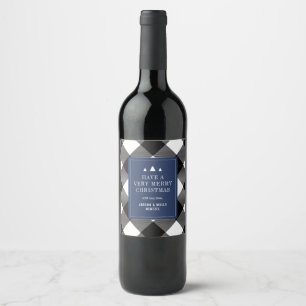 Buffalo Check Plaid Christmas Personalized Gift Wine Label