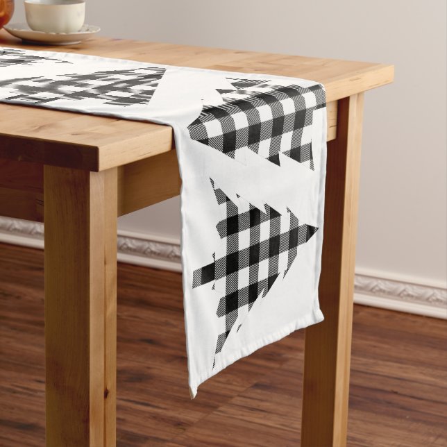 Buffalo Check Plaid Christmas Tree Pattern Medium  Medium Table Runner (In Situ)