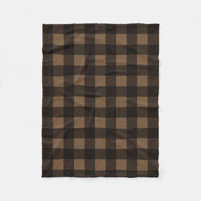 Buffalo Check Plaid Custom Colour Brown Fleece Blanket (Front)