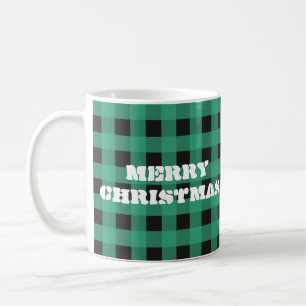 Buffalo Check Plaid Custom Monogram Christmas Coffee Mug