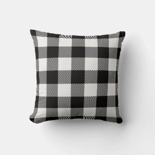 Buffalo Check Plaid Gingham Black and White Cushion