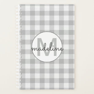 Buffalo Check Plaid Grey Monogrammed Farmhouse Planner