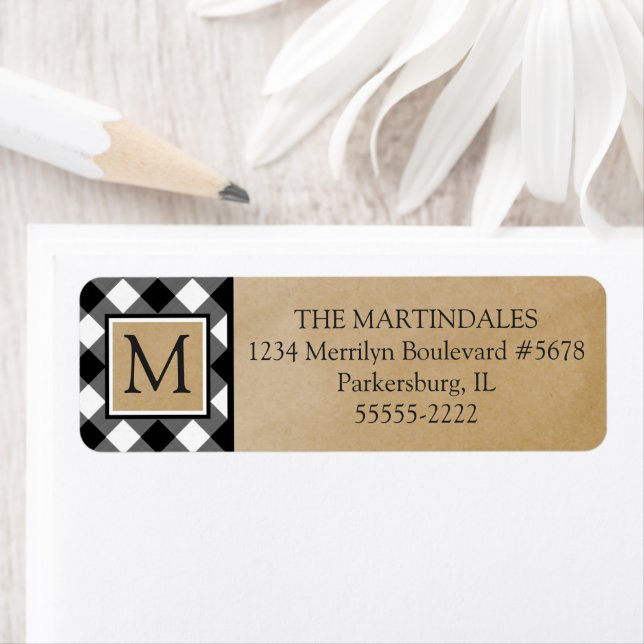 Buffalo Check Plaid Kraft Paper Monogram (Insitu)
