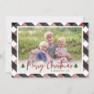 Buffalo Check Plaid Photo Christmas Holiday Card