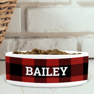 Buffalo Check Plaid Red and Black Personalised Bowl