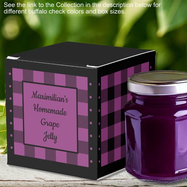 Buffalo Check - Purple and Black - Classic Favour Box (Buffalo Check - Purple and Black - Classic Favor Boxes by Leapfroglisics Shop)