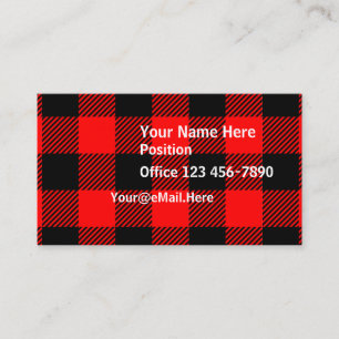 Buffalo Check Red and Black Lumberjack Plaid Decor Business Card