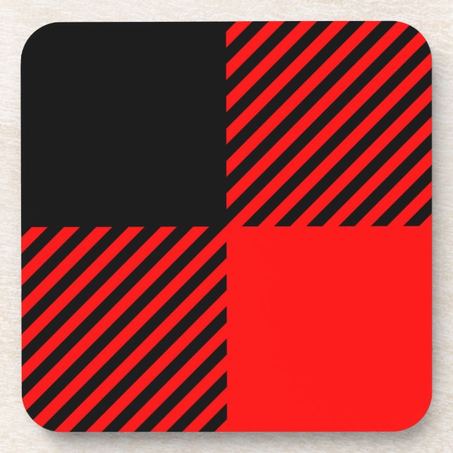 Buffalo Check Red and Black Lumberjack Plaid Decor Coaster (Front)