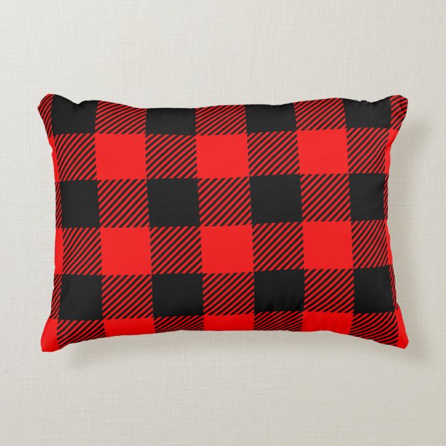 Buffalo Check Red and Black Lumberjack Plaid Decor Decorative Cushion (Front)