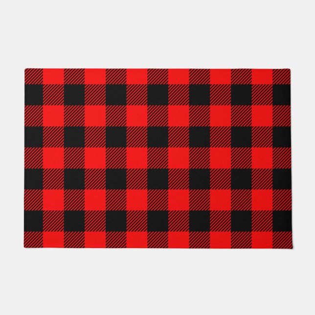 Buffalo Check Red and Black Lumberjack Plaid Decor Doormat (Front)