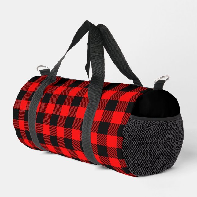 Buffalo Check Red and Black Lumberjack Plaid Decor Duffle Bag (Right Corner)