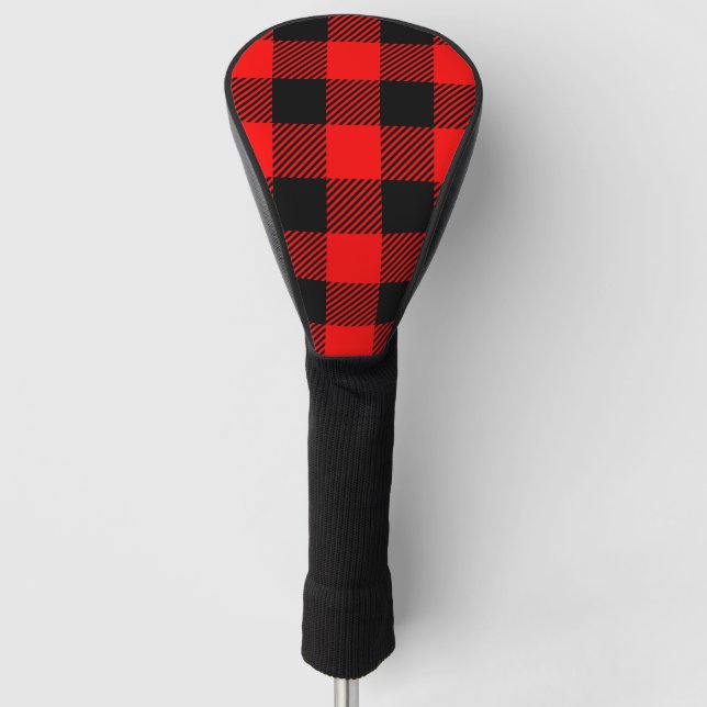Buffalo Check Red and Black Lumberjack Plaid Decor Golf Head Cover (Front)