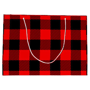 Buffalo Check Red and Black Lumberjack Plaid Decor Large Gift Bag
