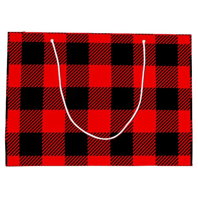 Buffalo Check Red and Black Lumberjack Plaid Decor Large Gift Bag (Back)