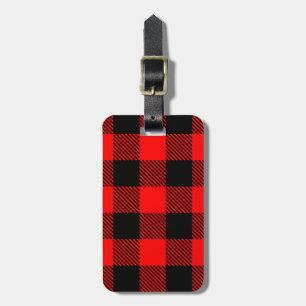 Buffalo Check Red and Black Lumberjack Plaid Decor Luggage Tag