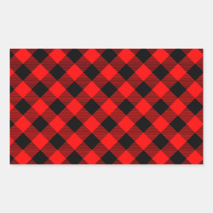 Buffalo Check Red and Black Lumberjack Plaid Decor Rectangular Sticker