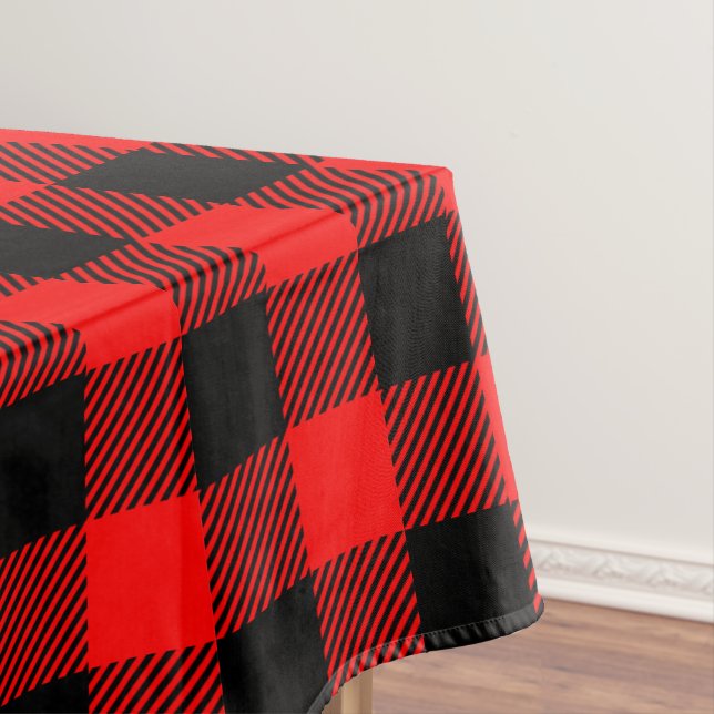 Buffalo Check Red and Black Lumberjack Plaid Decor Tablecloth (In Situ)