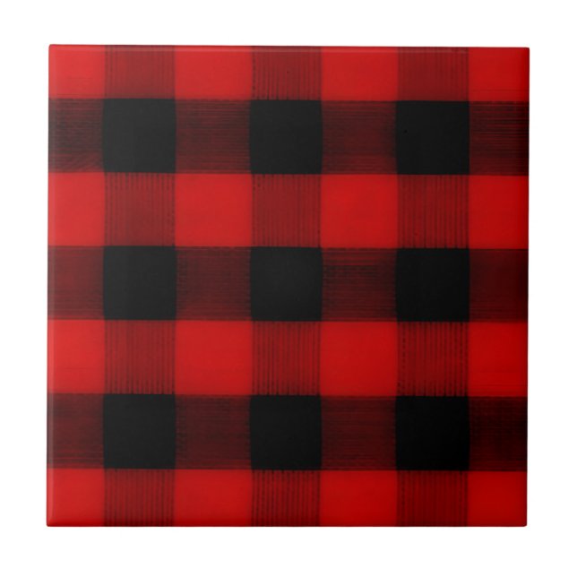 Buffalo Check Red and Black Plaid Tile (Front)