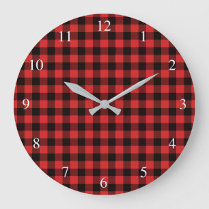 Buffalo Check Red Plaid Large Clock