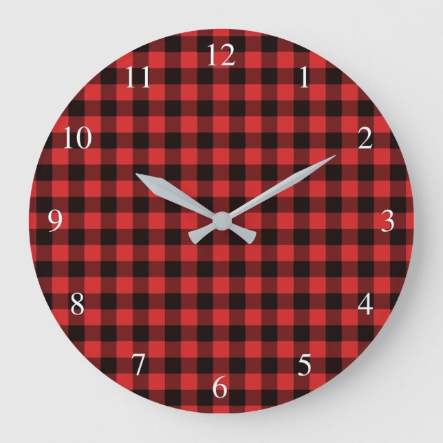 Buffalo Check Red Plaid Large Clock (Front)