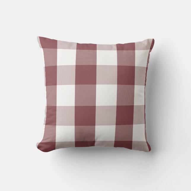 Buffalo Check - rustic red white Throw Pillow (Front)