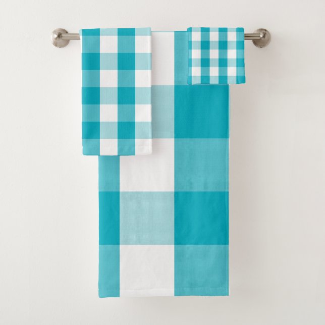 Buffalo Check - Scuba Blue Bath Towel Set (Insitu)