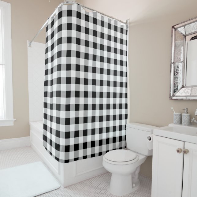 Buffalo Check Shower Curtain (In Situ)