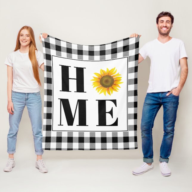 Buffalo check sunflower "Home"   Fleece Blanket (In Situ)