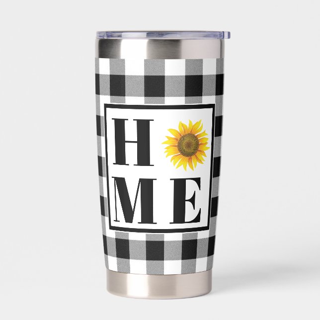 Buffalo check sunflower "Home"   Insulated Tumbler (Left)