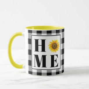 Buffalo check sunflower "Home"   Mug