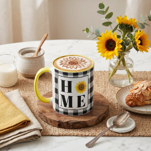 Buffalo check sunflower "Home"   Mug