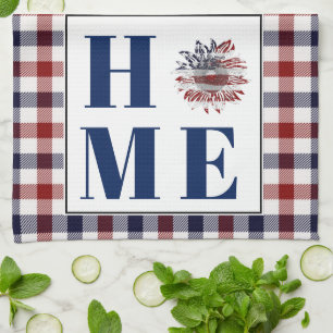 Buffalo check sunflower "Home" Tea Towel
