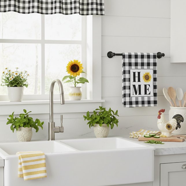 Buffalo check sunflower "Home"   Tea Towel (Creator Uploaded)