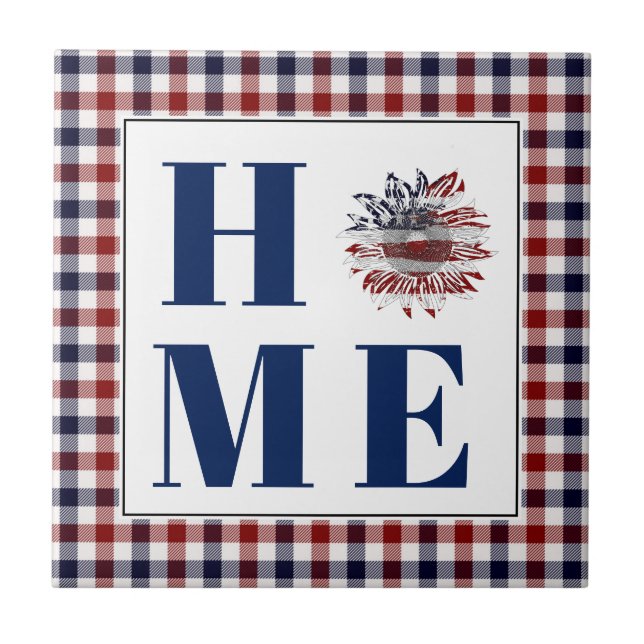 Buffalo check sunflower "Home"  Tile (Front)