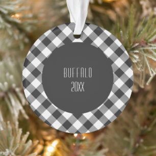 Buffalo Check White and Black Highland Plaid Ornament
