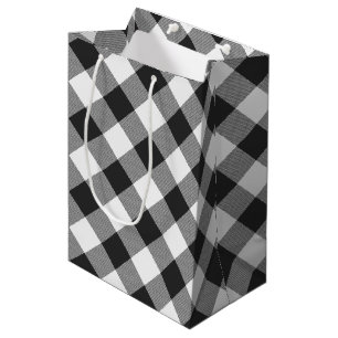 Buffalo Check White and Black Squares Plaid Medium Gift Bag