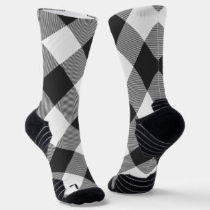 Buffalo Check White and Black Squares Plaid Socks