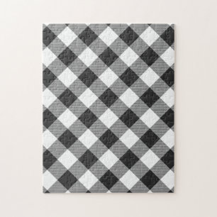 Buffalo Check White Tartan Plaid Pattern Jigsaw Puzzle