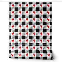 Buffalo Checks and Rooster Pattern Red Black White