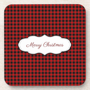 Buffalo Checks Black and Red Plaid Checks Pattern Coaster