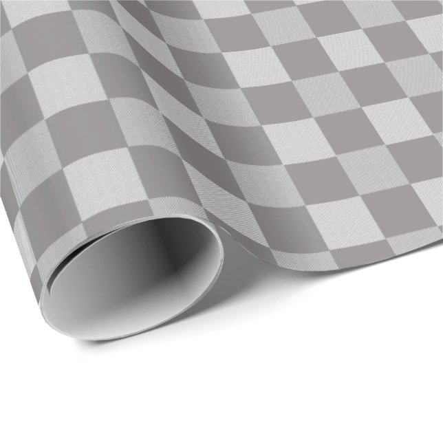 Buffalo Checks | Plaid Pattern - Med Grey | White Wrapping Paper (Roll Corner)