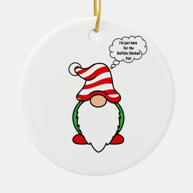 Buffalo Chicken Dip Christmas Gnome Ceramic Tree Decoration (Front)