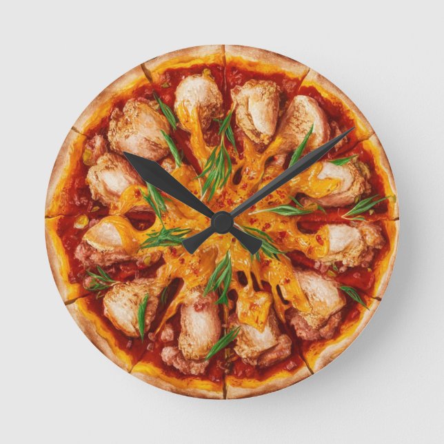 Buffalo Chicken Pizza Round Clock (Front)