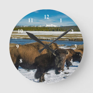 Buffalo Christmas Round Clock