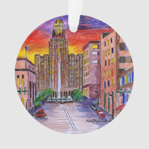 Buffalo City Hall Hand-Drawn Hand Painted Ornament