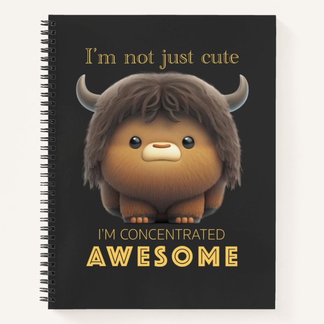 Buffalo Concentrated Awesome Cute Adorable Funny  Notebook (Front)