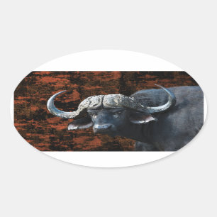 Buffalo fantasy art oval sticker